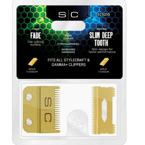SC Gold Fade Blade W/Gold Slim Deep Tooth Cutter Set#SC521G - MagnusSupplyStyleCraft