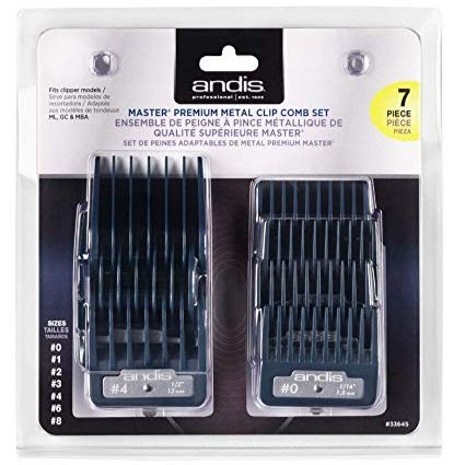 Andis Master Premium Metal Clip Comb Set – 7-Piece Attachment Combs #33645