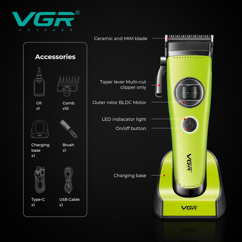 VGR V880C Professional Cordless Clipper – Brushless Motor