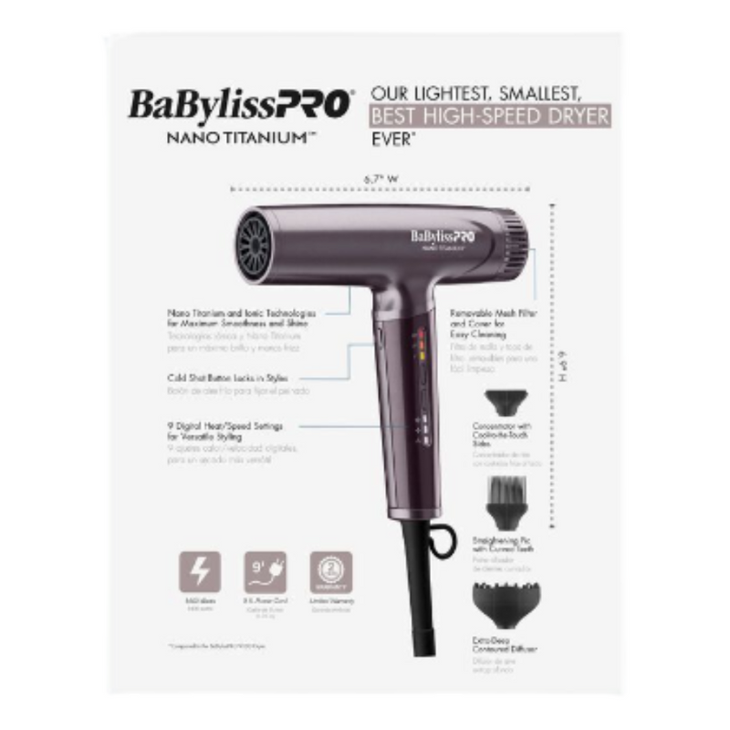 BaBylissPRO Nano Titanium Nightfall High-Speed Dryer | BNTC9200P