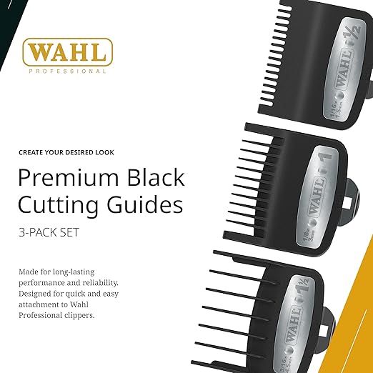 Wahl Premium Metal Black Cutting Guides 3 Pack Set
