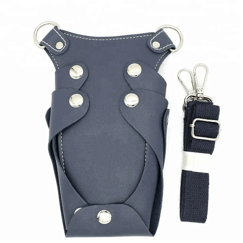 Black Leather Scissor Pouch – Premium Scissor Holder for Barbers and Stylists