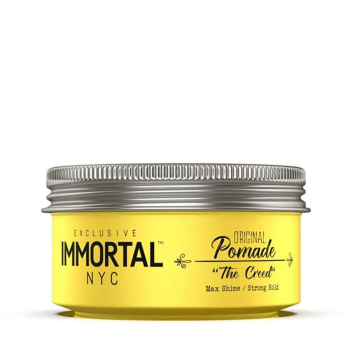 Immortal NYC pomades 5oz Platinum Edition cream pomade with shine and flexible firm hold.