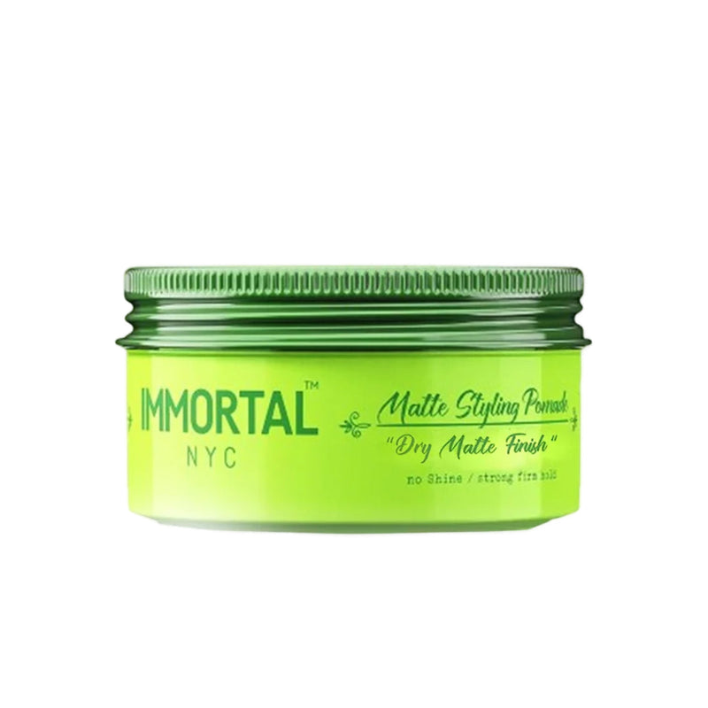 Immortal NYC pomades 5oz jar with matte styling finish for strong hold and defined hairstyle.