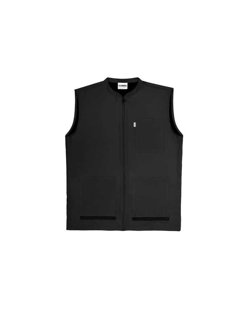 Illuzien Black Sleeveless Barber Jacket