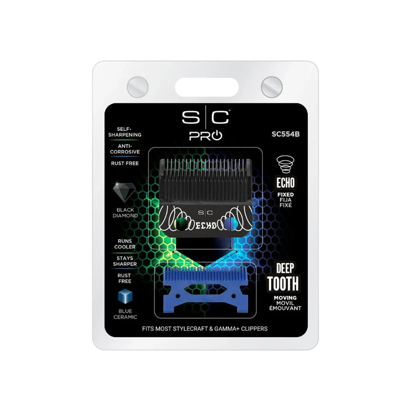 StyleCraft Black DLC Echo Clipper Blade & Blue Ceramic Cutter | SC554B