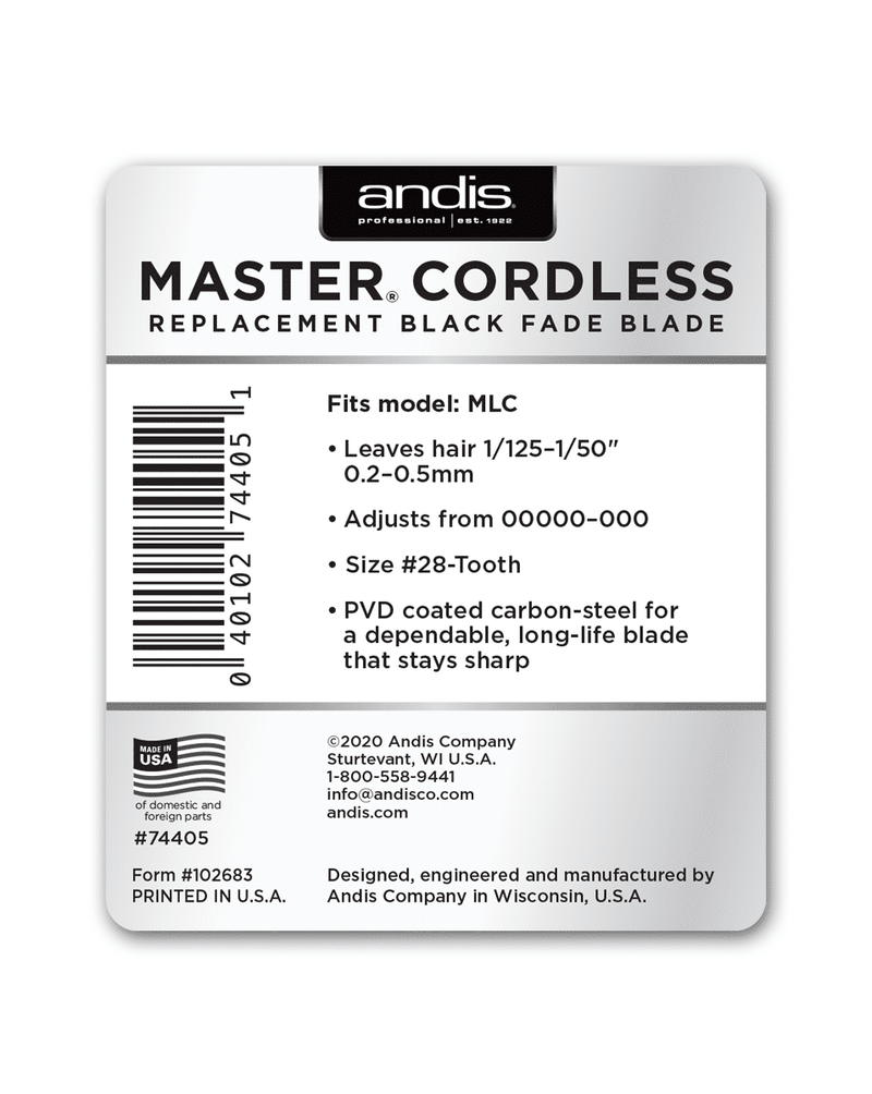 Andis Cordless Master Replacement Black Fade Blade 74405 - Magnus SupplyAndis