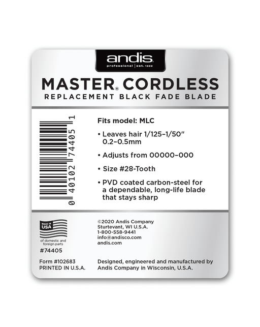 Andis Cordless Master Replacement Black Fade Blade 74405 - Magnus SupplyAndis