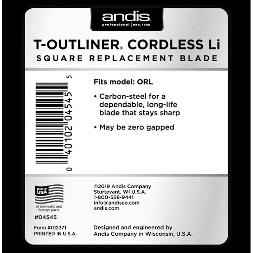 Andis Cordless T-Outliner Carbon Steel Li Square Blade (04545) - Magnus SupplyAndis