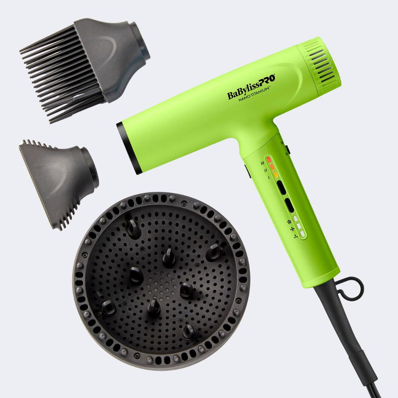 BaByliss Nano Titanium Neon Yellow Light Ionic High - Speed Dryer Magnus Barber Supply