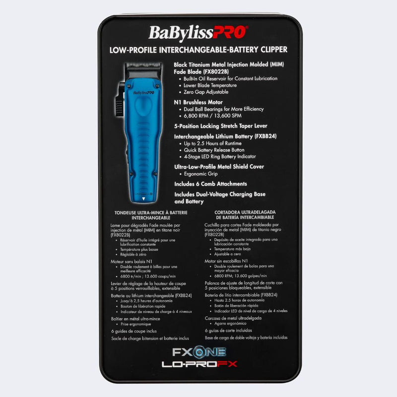 BaByliss PRO FXONE Lo - ProFX Limited Edition Black & Blue Clipper FX829BL - Magnus Barber Supply Babyliss