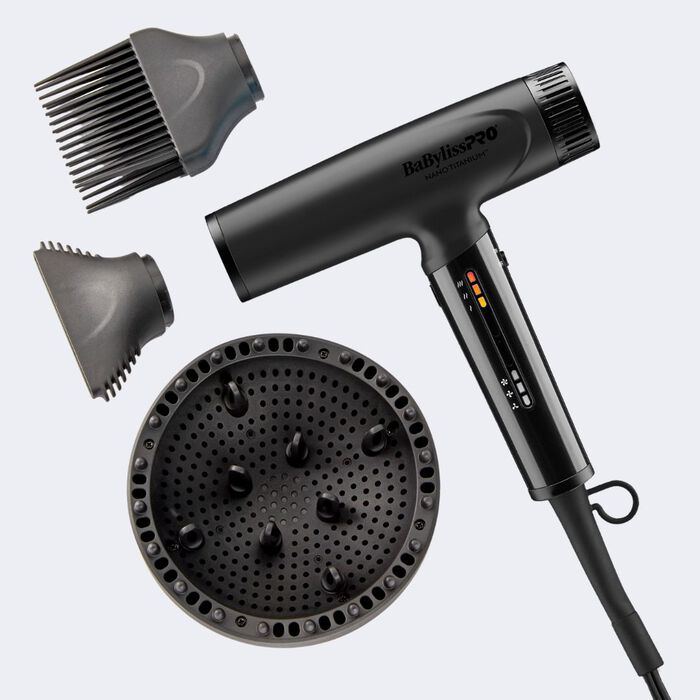 BaByliss PRO® Nano Titanium™ Matte Black Light Ionic High - Speed Dryer - Magnus Barber Supply