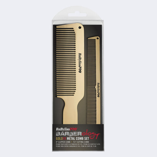 BaBylissPRO Barberology Gold Metal Comb Set - MagnusSupplyBabyliss