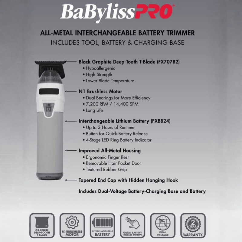 BaBylissPRO FXONE Limited Edition White Trimmer | FX799TW - Magnus SupplyBabyliss