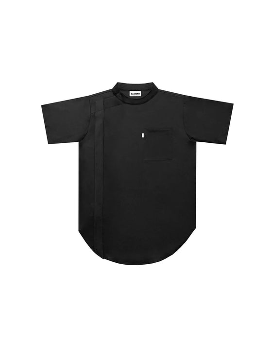 Illuzien Black Scoop Bottom Barber Smock