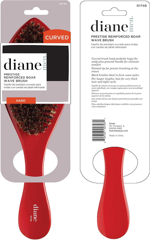 Diane Prestige Reinforced Boar Hard Bristle Curved Oval Wave Brush, D1746 - Magnus SupplyDiane