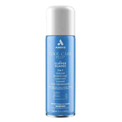 Andis Cool Care Plus 5-in-1 Spray for clipper blades, 15.5oz aerosol coolant, disinfectant, lubricant, cleaner.