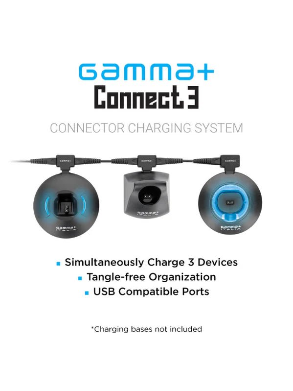 Gamma+ Connect 3 – Barberhood Charging System with 2 Expansion Cords & Adapter - Magnus Barber Supply
