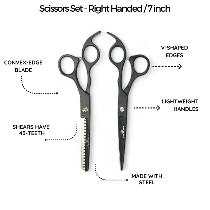 Rolda Hair Cutting Scissors and Thinning Shears 7" - Right handed