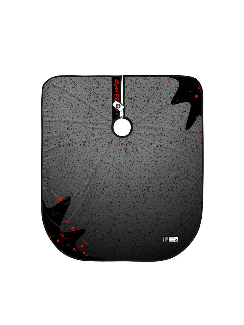 Illuzien Barber Capes with bold black and red design, showcasing premium quality and unique style for barbers.