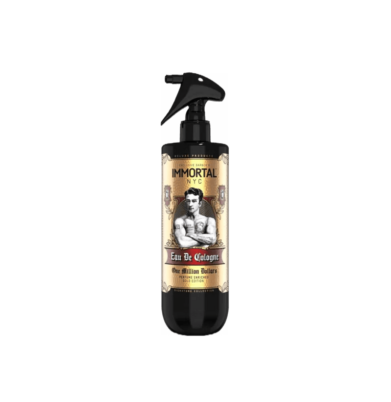 Immortal NYC Reserve cologne 500ml bottle with vintage design and spray nozzle.