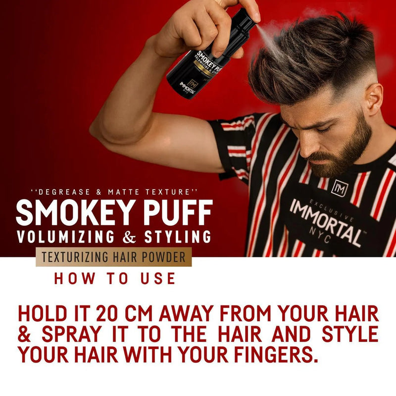 Immortal Smokey Puff – Degrease & Matte Texturizing Hair Powder - Magnus SupplyImmortal