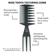 Stylecraft 3-in-1 Wide Tooth Texturizing Barber Fish Hair Comb - Magnus SupplyStylecraft
