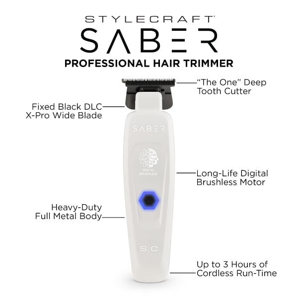 StyleCraft Brushless Saber Trimmer White | SC421W - Magnus SupplyStyleCraft