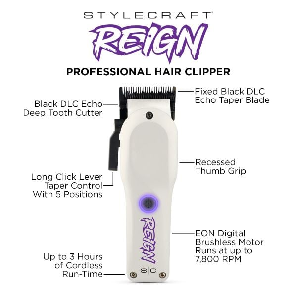 StyleCraft Reign Professional Hair Clipper SC620W - Magnus SupplyStyleCraft
