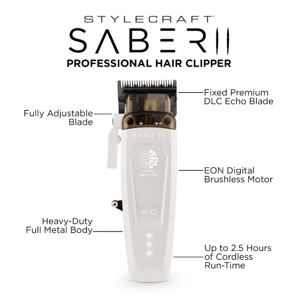 StyleCraft Saber II Clipper White | SC619W - Magnus SupplyStyleCraft