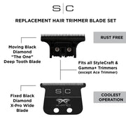 Stylecraft X-Pro Wide Black Diamond Fixed Blade with “The One” Cutter Trimmer Blade Set SC536B - Magnus SupplyStylecraft