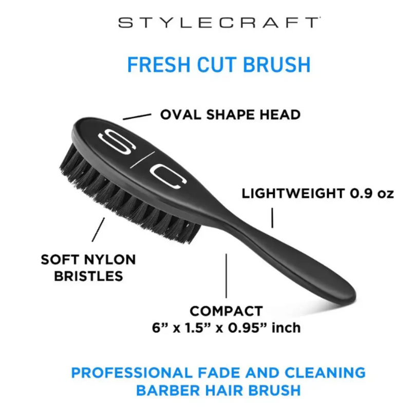 StyleCraft Fresh Cut Fade & Cleaning Barber Brush (3-Pack Set)