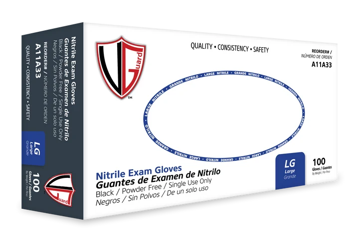 VGuard A16A3 Black Nitrile Exam Gloves 5 Mil – 100 Count