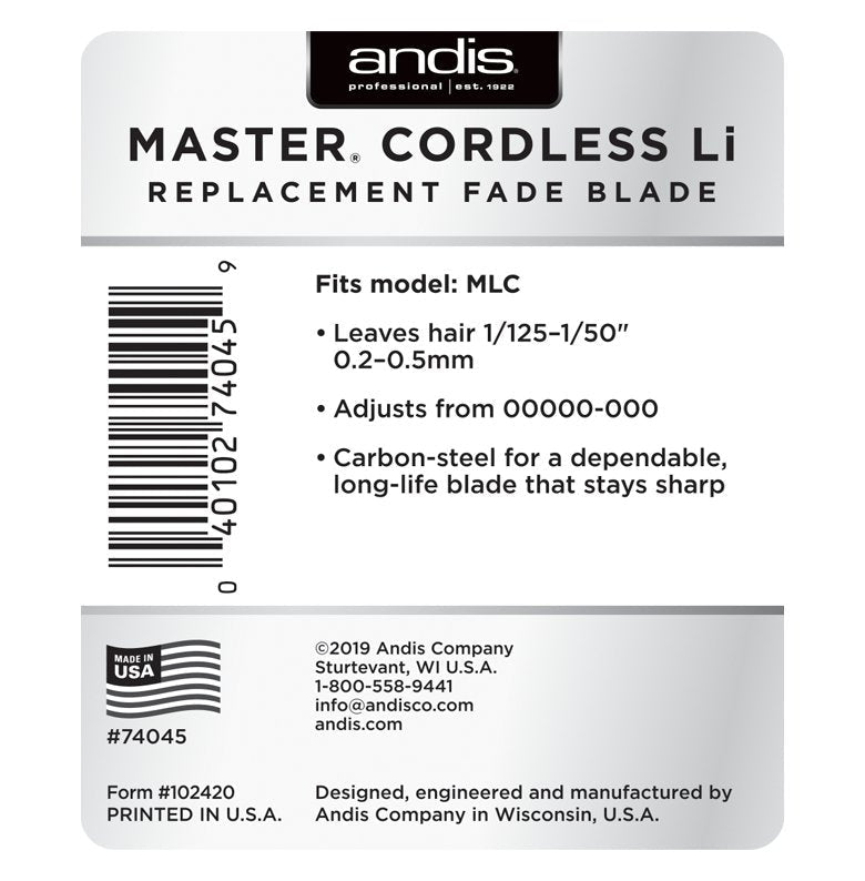 Andis Master Cordless Li Replacement Fade Blade – Carbon Steel 74045 - Magnus SupplyAndis