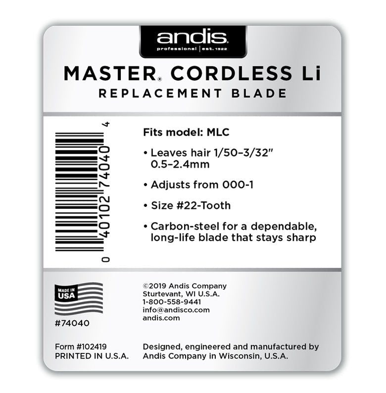 Andis Master Cordless Replacement Blade – Carbon Steel 74040 - Magnus SupplyAndis