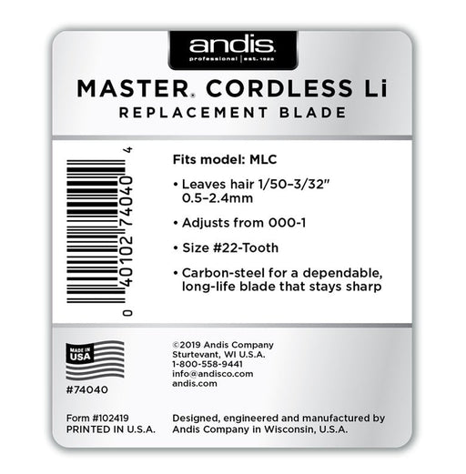 Andis Master Cordless Replacement Blade – Carbon Steel 74040 - Magnus SupplyAndis