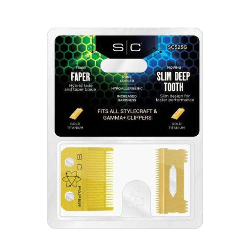 Stylecraft Replacement Fixed Gold Titanium Faper Blade Set | SC525G - Magnus SupplyStylecraft
