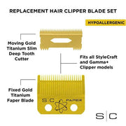 Stylecraft Replacement Fixed Gold Titanium Faper Blade Set | SC525G - Magnus SupplyStylecraft