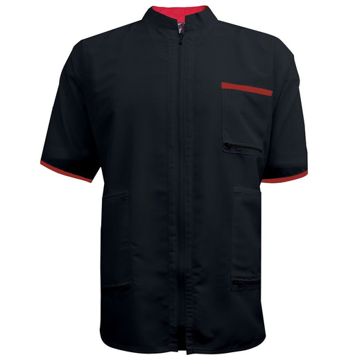 Vincent 2Tone China Collar Barber Jacket - Black and red #VT2217 - MagnusSupplyVincent